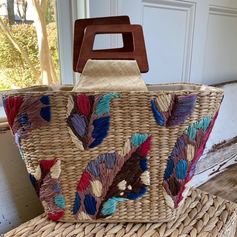 NWOT Anthropologie Aranaz Louise Straw Tote - Picture 10 of 13